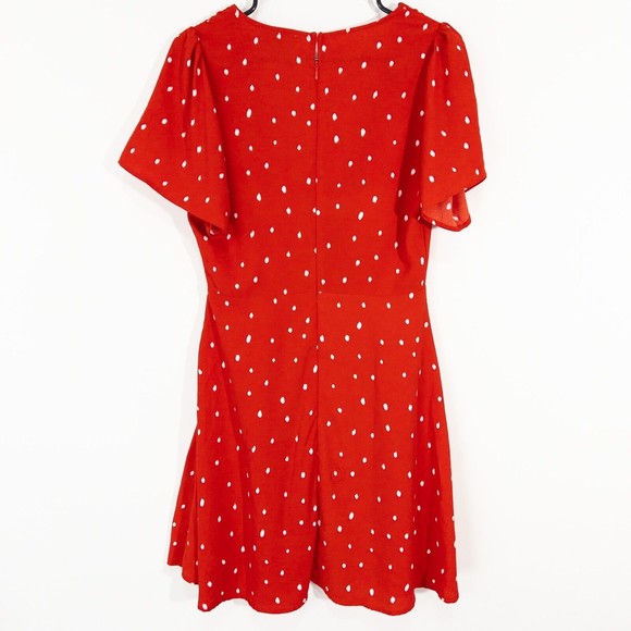 Skies Are Blue Red Polka Dot Tiered Fit & Flare Dress Size S - Picture 2 of 7